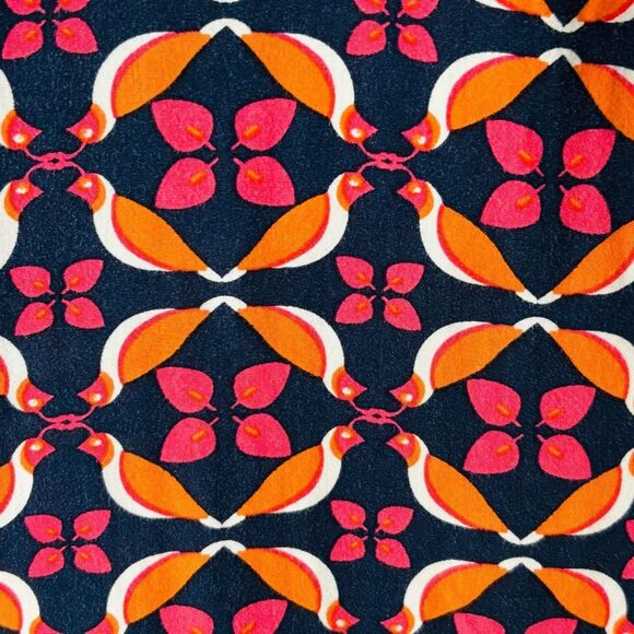 Crown & Ivy 2X partridge print navy orange pink white V-neck elbow sleeve - Picture 8 of 11